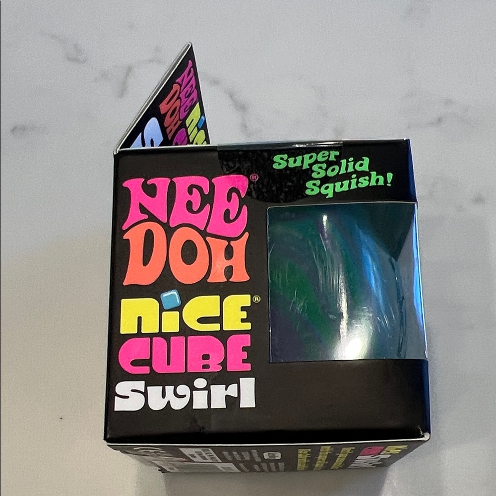 NeeDoh Nice Cube Swirl Super Solid Squish - Iridescent Teal - Picture 3 of 5